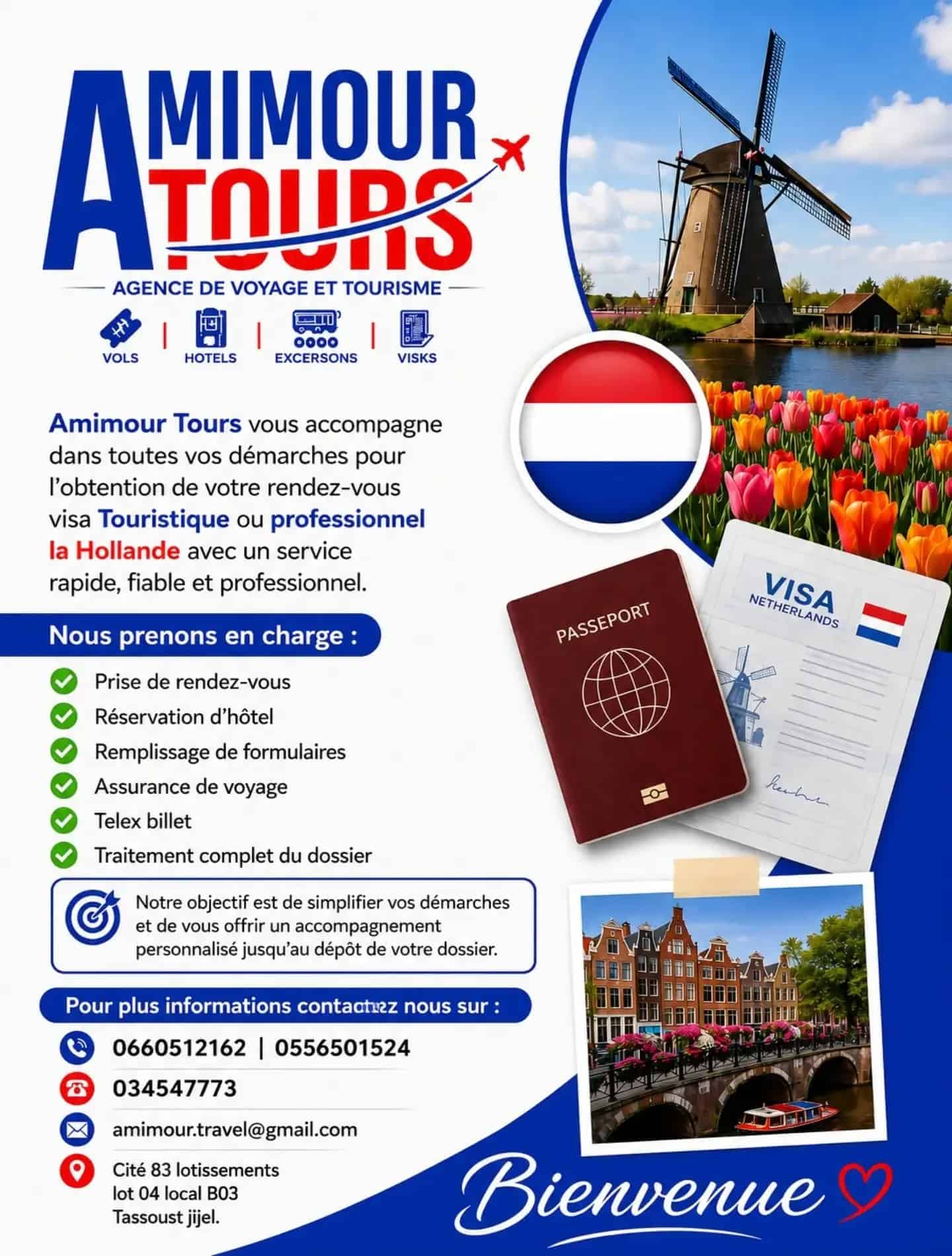 Visa touristique ou professionnel pour la Hollande