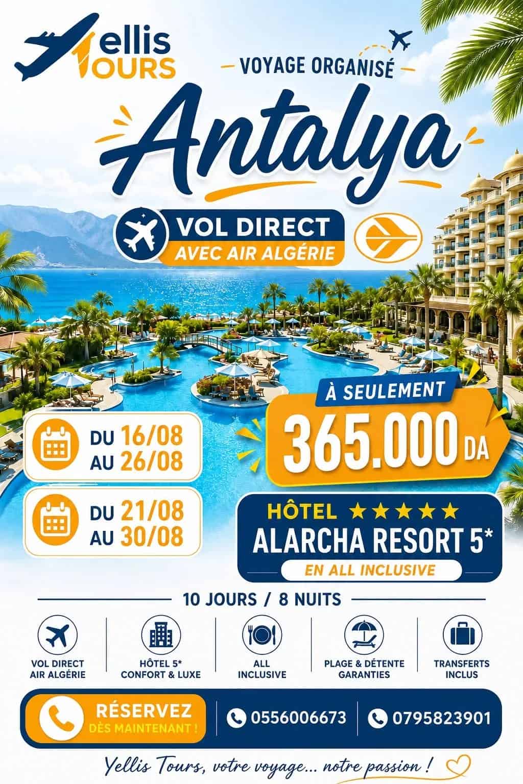 Séjour 5★ All Inclusive avec Yellis Tours : Vol direct Air Algérie & guide inclus !