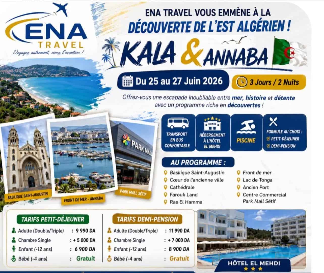 Circuit El Kala et Annaba : 3 Jours à partir de 9 990 DA avec ENA Travel