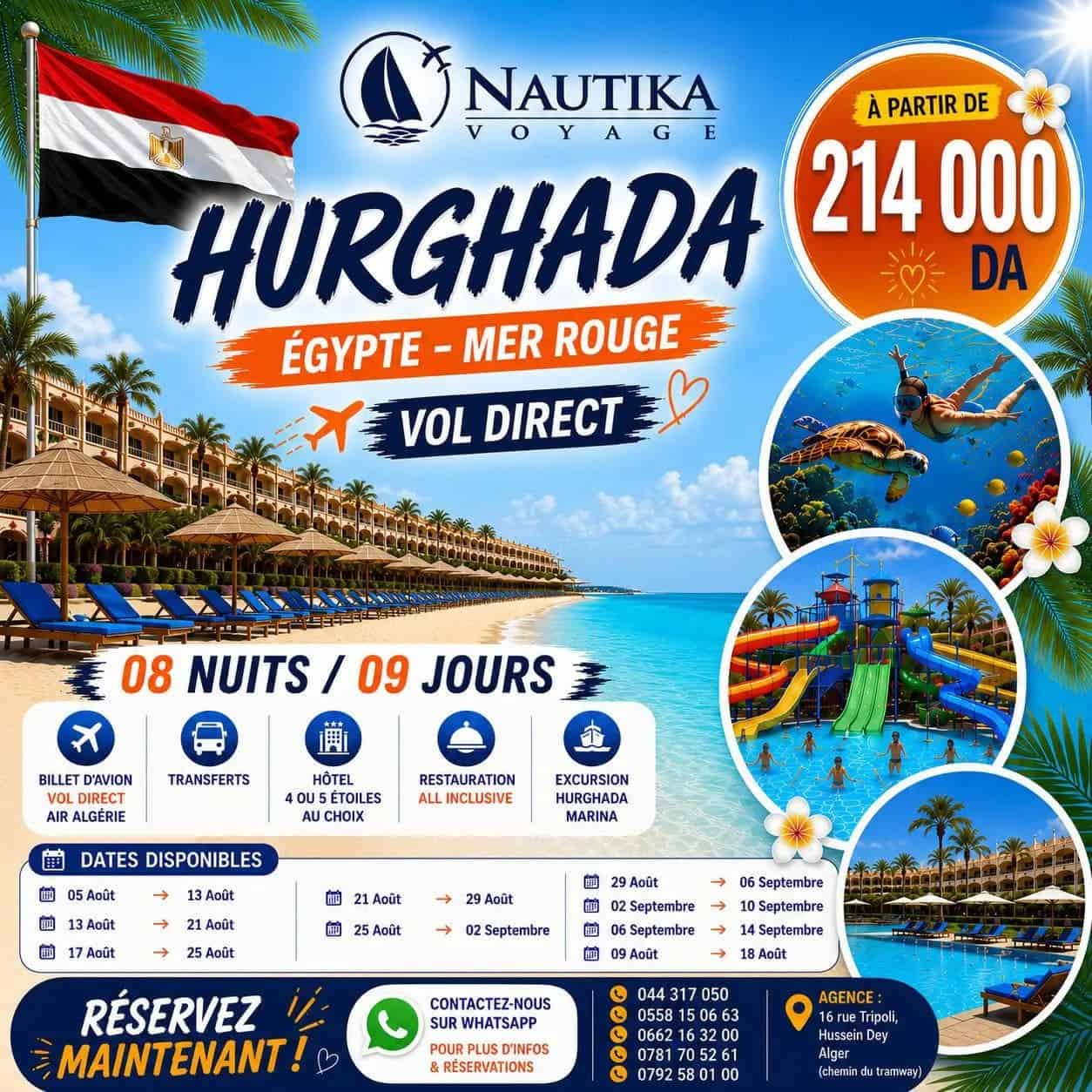 Pack Complet Hurghada 2026 : Vol Direct Air Algérie & Hôtels 4★ & 5★
